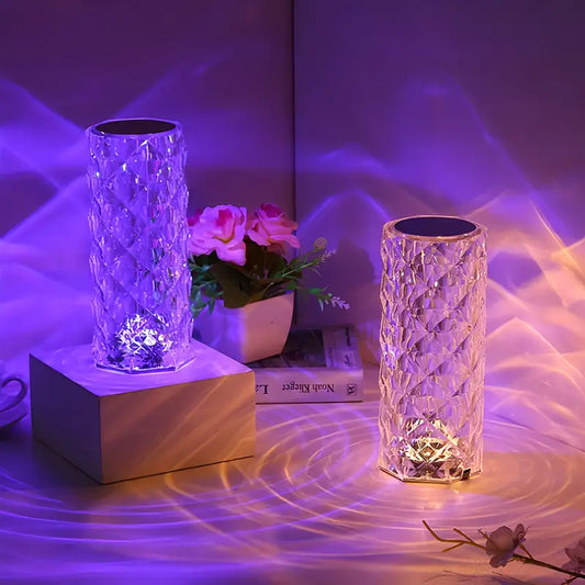 Crystal Lamp,16 Color Changing Rose Crystal Diamond Table Lamp,USB Rechargeable