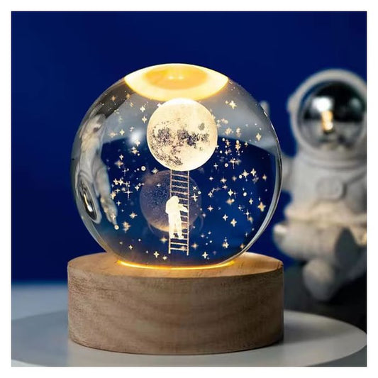 3D Crystal Ball Lamp USB LED Night Light Creative Gift Galaxy Planet Saturn Moon Lamp For Home Decor