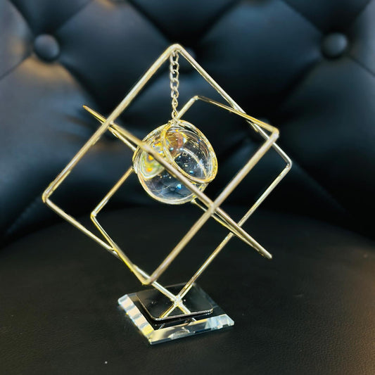 Geometric Gold Crystal Sphere Showpiece