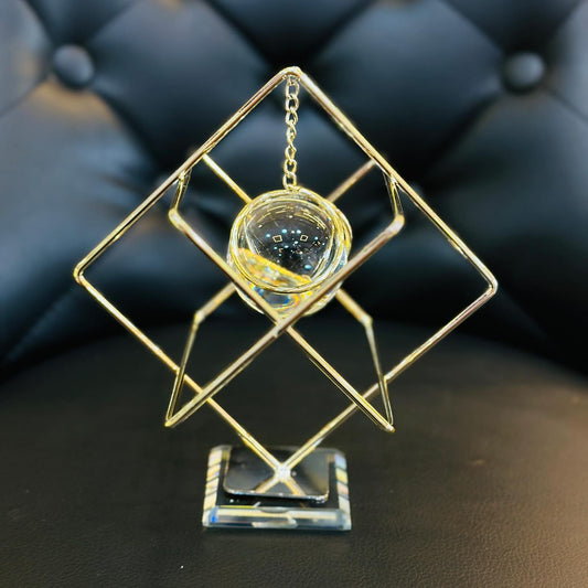 Geometric Gold Crystal Sphere Showpiece