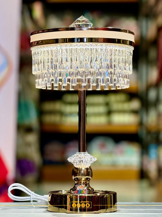 Crystal Rechargeable LED Table Lamp – 18 Inch Luxury Gold Design