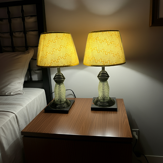 Black Table Lamps Set of 2 – Metal & Glass Night Lights with Clear Shade for Bedroom, Desk & Living Room Décor