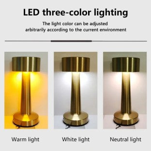 LED Table Lamp, study lamp, Golden Mushroom LED table Lamp - 3 Light Modes,1pcs