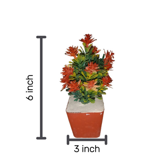 Artificial Flower with Pot – 6Inches height Decorative Plant for Home and Office Décor