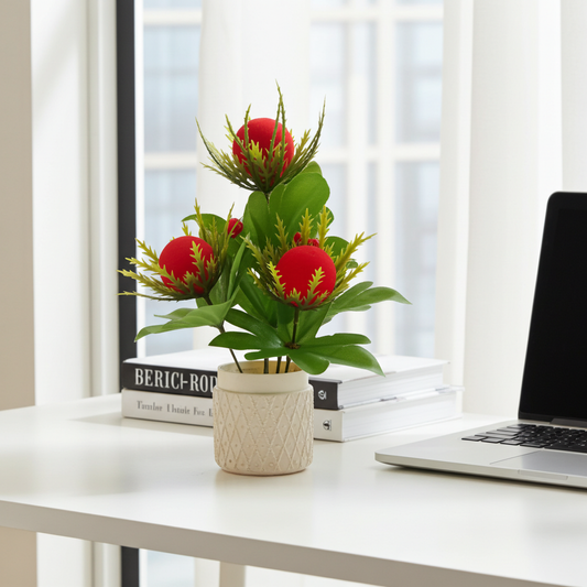 Artificial Flower with Decorative Pot – 10 Inch Home and Office Table Décor Plant