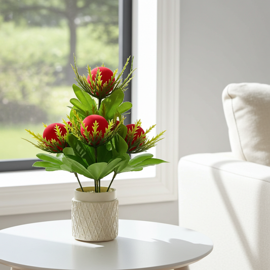 Artificial Flower with Decorative Pot – 10 Inch Home and Office Table Décor Plant