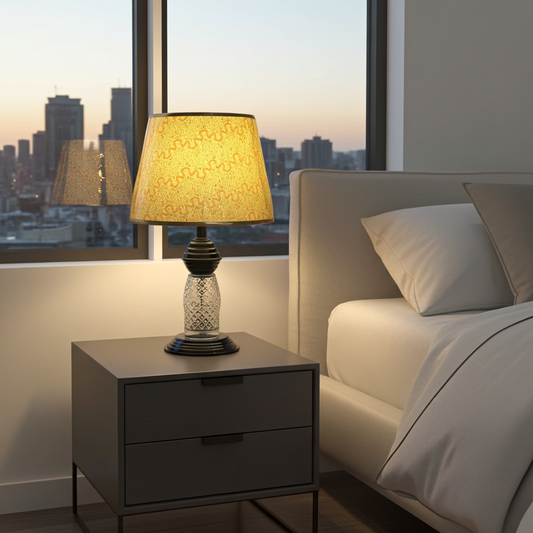 Black Table Lamps Set of 2 – Metal & Glass Night Lights with Clear Shade for Bedroom, Desk & Living Room Décor