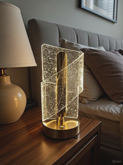 Modern LED Rechargeable Crystal Table Lamp – Gold Accents