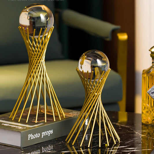 Glass Bowl Set with Metal Stand